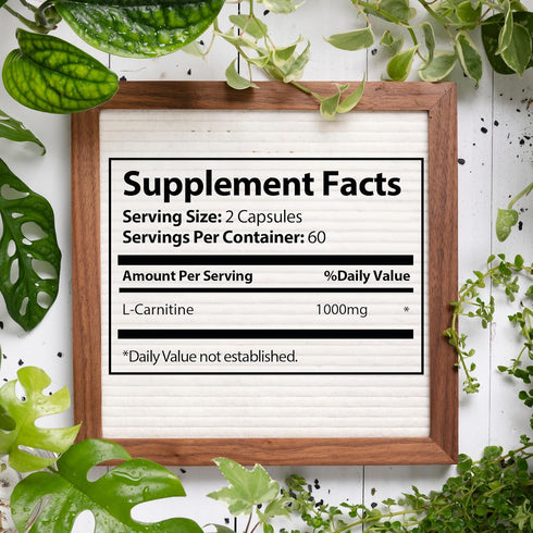 L Carnitine Supplement 1000 mg per Serving, Acetyl 120 Vegetarian Capsules & Pure Form, 60 Servings